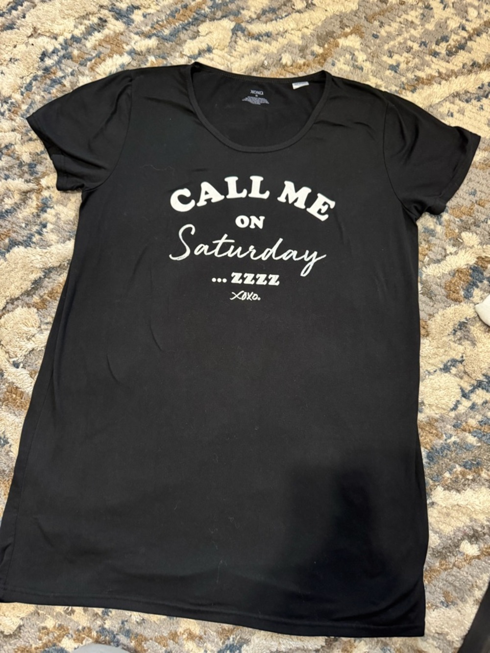 XOXO Black 'Call Me on Saturday' Short Sleeve Sleep Shirt